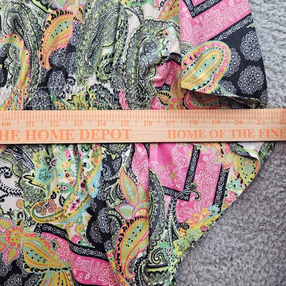 Isle Colorful Boho Paisley floral Print Tunic V-Neck elastic waist Flowy Size XL - Picture 4 of 8